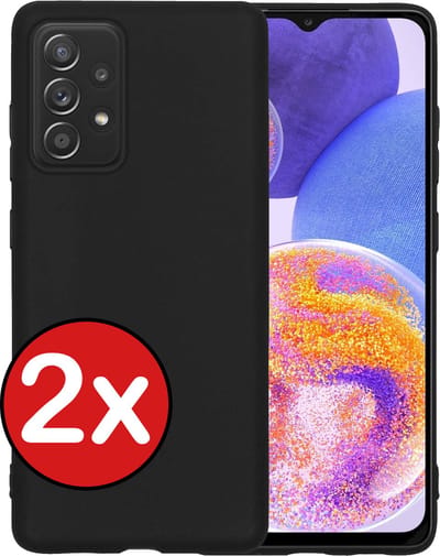 Hoesje - 2 Stuks - Geschikt voor Samsung Galaxy A23 - Sterk & Shockproof - Telefoonhoes - Back Cover - Case Siliconen - Telefoon Hoes - Zwart