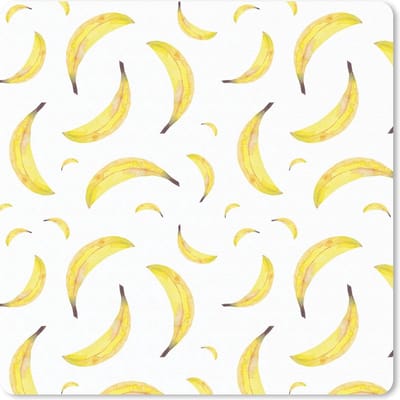 Muismat 20x20 cm - Mousepad Bananen - Wit - Sjablonen - Muismatten
