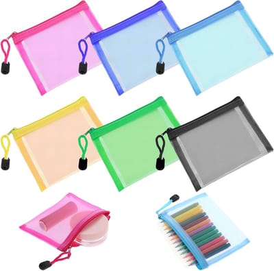 Set van 6 Mini Mesh Pockets met Rits, Handige Cosmetica Tas, Kleine Opbergtas voor Muntjes, Make-up en Sleutels