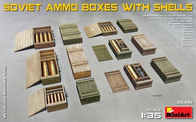 MiniArt Modelbouwpakket Militaire voertuigen - 35261 Soviet Ammo Boxes with Shells Plastic - 1:35 - Modelbouw
