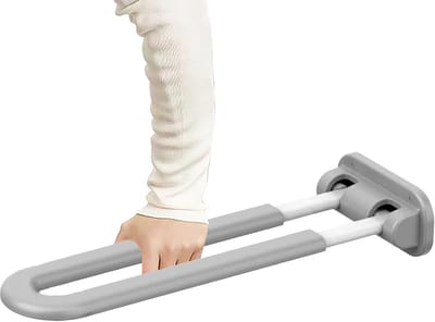 Wandsteun Toiletgreep - Opstahulp Senioren - Veilig Toiletgebruik - Inklapbaar Ruimtebesparend - 68 cm - Grijs