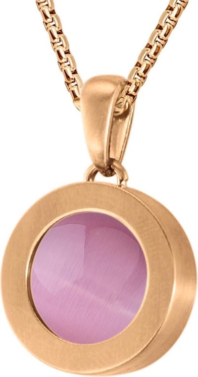 Quiges 12mm Mini Munt Hanger Rosékleurig RVS Mat met Cat's Eye Roze Munt en Box Ketting Ankerketting 42-46cm