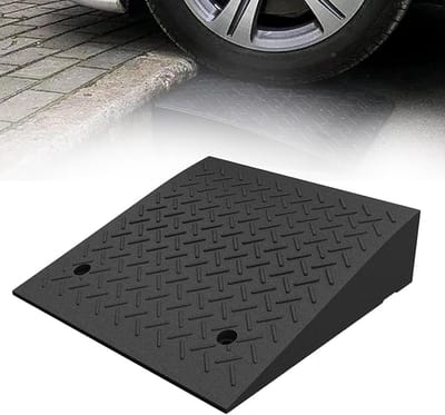 Oprijplaat Rubber - Drempelhulp Oprit - Rolstoel Toegankelijk - Hoge Draagkracht - 50x50x15cm - Zwart