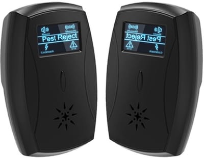 2 Stuks Ultrasoon apparaat met stekker - Elektronisch voor binnen en buiten - Verjaagt ratten, muizen, eekhoorns, insecten, bijen, kakkerlakken, vliegen, spinnen en muggen - Veilig voor huisdieren (Zwart)