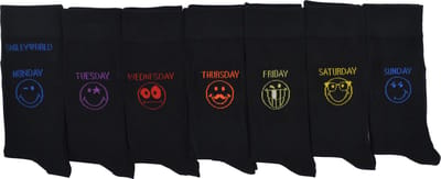 Heren/Mannen grappig happy Smiley socks - Multipack 7 PAAR Sokken- cadeau - colorsmile black - Maat 43-46 chaussettes socks