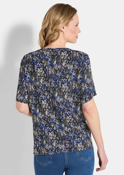 Blouse met dubbellaagse mouwen - blau / stein / gedess. - Gr. 21 van Goldner Fashion