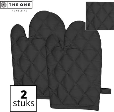 The One Towelling Ovenwanten - 20 x 29 cm - 2 Stuks - Ovenhandschoen - 100% Katoen - 185 gr/m² - Antraciet