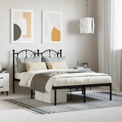 vidaXL - Bedframe - met - hoofdbord - metaal - zwart - 120x190 - cm