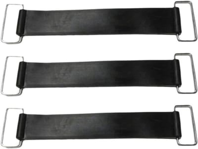Set van 3 Elastische Rubber Batterijbanden met Bevestigingshouder - Geschikt voor Motoren en Fietsen, 17.5 x 2.5 cm, Zwart