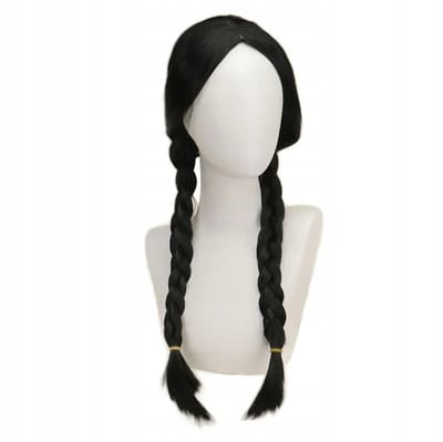 Wednesday Addams Pruik Zwart Vlecht Cosplay Halloween Kostuum