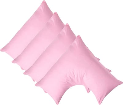 Homescapes Percale Katoen V-Kussensloop Set van 4 - Roze - 100% Egyptisch Katoen - 200TC - 38 x 76 cm