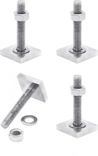 Set van 4 Dakkoffers, T-Groef Moeren M6, 20 x 20 mm, Inclusief Moeren en Ringen voor Dakkoffers en Accessoires