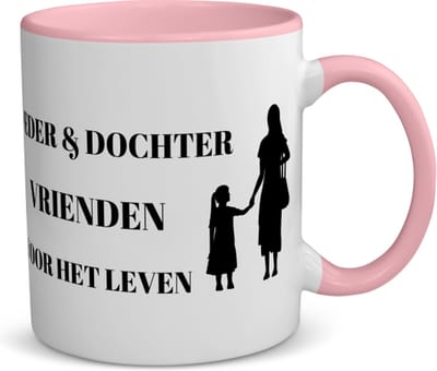 Akyol - moeder en dochter vrienden voor het leven koffiemok - theemok - roze - Dochter - moeder/dochter - moeder cadeautjes - moederdag - verjaardag - geschenk - kado - dochter - dochter artikelen - verjaardag dochter - 350 ML inhoud