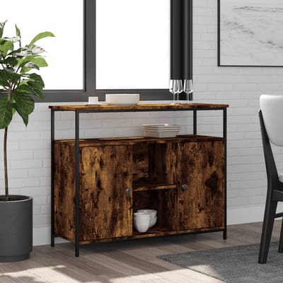vidaXL - Dressoir - 100x35x80 - cm - bewerkt - hout - gerookt - eikenkleurig