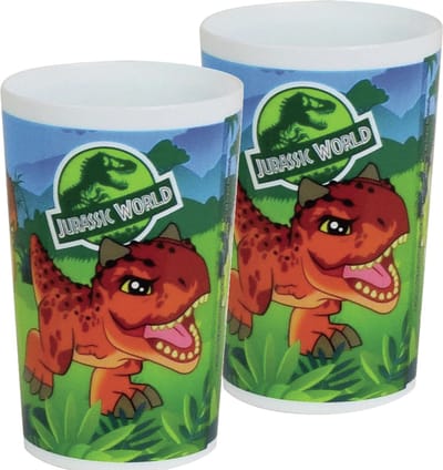 Jurassic World dinosaurus - 2x - drinkbeker - kunststof - 220 ml - onbreekbaar