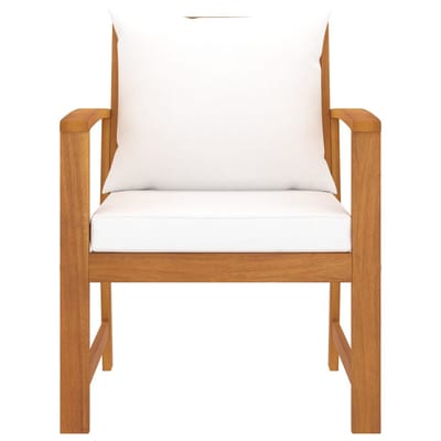 vidaXL Tuinstoelen 2 st met crèmekleurige kussens acaciahout