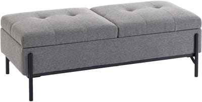 HOMCOM Opberghocker-Linnenstof (100 % Polyester), metaal-117L x 50B x 44H cm-Grijs