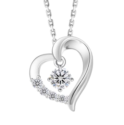 Selevie Hartvormige Hanger wit gouden Ketting – 925 Sterling Zilver met Moissanite Steentjes | Romantisch en Schitterend Sieraad - Hartvormig - heart shape necklace - hartjes