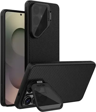 Nillkin CamShield Prop Magnetic - Hoesje Geschikt voor Samsung Galaxy S26 Ultra - Compatibel met MagSafe en Qi2 - Back Cover met Camera Bescherming / Standaard - Met Transparante Camera Cover - Zwart