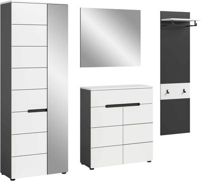 Canu kledingkastcombinatie wit NB Basaltgrijs NB - 37x220x190cm