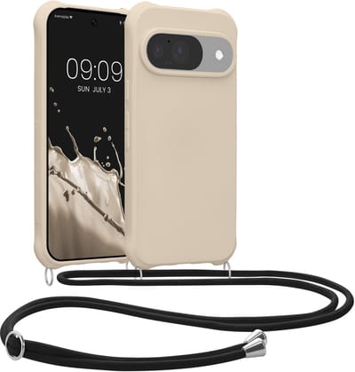 kwmobile telefoonhoesjegeschikt voor Google Pixel 10 / Pixel 10 Pro - Hoesje van siliconen met telefoonkoord - In crème