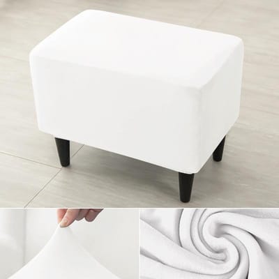 Housse de tabouret ottoman en velours doux, extensible, rectangulaire, antidérapante, amovible, pour canapé, fauteuil, repose-pieds, housse de protection