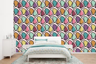 Behang - Fotobehang Patroon - Ovaal - Pastel - Breedte 320 cm x hoogte 240 cm