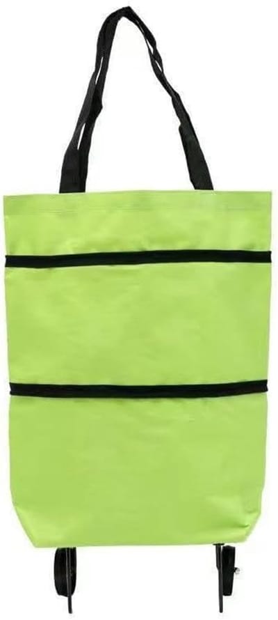 Opvouwbare Boodschappentas met Wielen - Met wielen - Inklapbaar en Draagbaar - Kan worden gebruikt als schoudertas of boodschappenkar - Voor Boodschappen, Markt, Reizen, Kamperen- 25 kg Draagvermogen - Groen