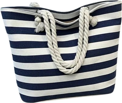 Livano Strandtas - Ibiza - Tas - Tote Bag - Shopper - Blauw - Met Rits