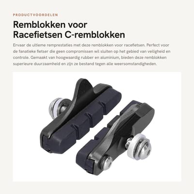 Dailygoods- Remblokken Hoogwaardig Rubber - C-remblokken - Racefiets Remblokken - Duurzaam - Licht Gebogen Ontwerp - Zandgeleidingsgroef - Fietsrem