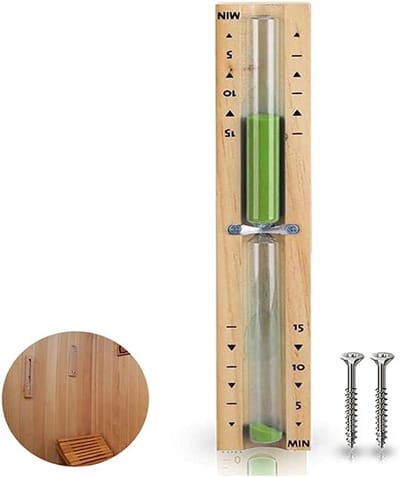 Thijox - Zandloper 15 Minuten - Hittebestendige Sauna Timer - Klok van Hout in Groen - Keukentimer - Tijdsaanduiding voor Sauna, Keuken en Ontspanning