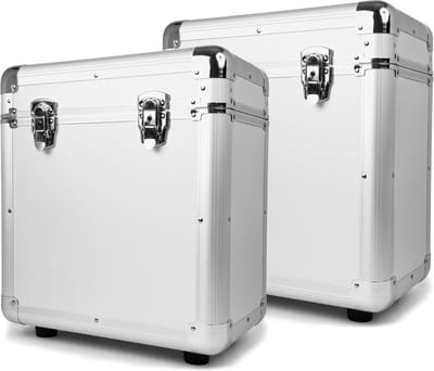 Platenkoffer - Set van 2 Power Dynamics RC80 platenkoffers voor 120 stuks 12 platen - Zilver