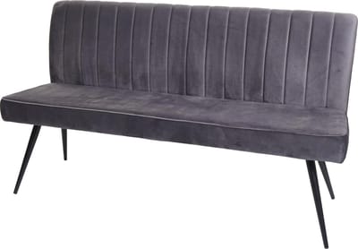 Bank MCW-K16, eetkamerbank bank gestoffeerd bank garderobe bank, rugleuning fluweel metaal ~ 160cm donkergrijs