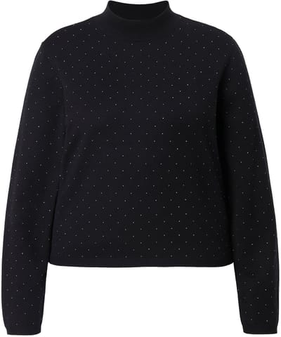 Studio Untold - Dames - Trui boxy model glittersteentjes - Zwart - Maat 50+