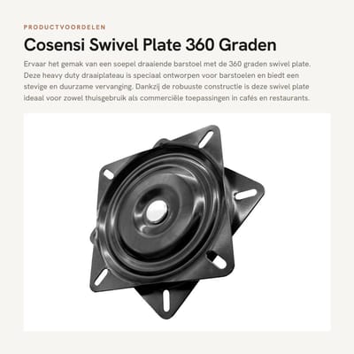 Dailygoods- Draaibare Platen 360 Graden - Barkruk Vervanging - Heavy Duty - Vierkante Kruk - Antislip - 15 cm Diameter - Barstoel