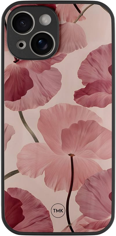 Hoesje geschikt voor Apple iPhone 13 - Vintage blossom - Roze - TPU luxe case (glossy toplaag) - Bloemen - Hardcase backcover zwart