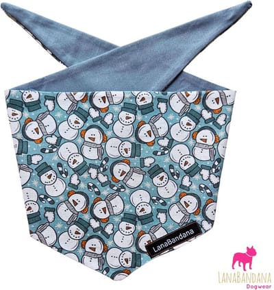 LanaBandana Dogwear | Winter | Kerst | Snowman | Knoopbandana | Hondenbandana | maat S