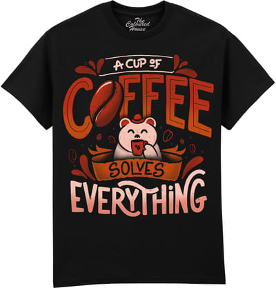 A Cup Of Coffee Solves Everything The Coloured House T-shirt XXL