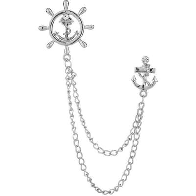 Mode Kwastje Roer Broche Anker Strass Badge Heren Pak Shirt Reversspeld Luxulry Sieraden Voor Vrouwen Accessoires white