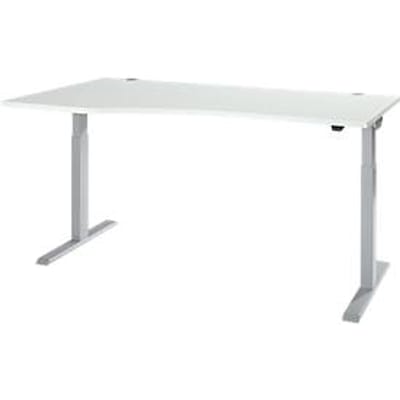 Buro ERGO-T 2.0 - elektrisch in hoogte verstelbaar - vrije vorm aanbouw links - B 1800 x H 715-1205 mm - T-voet blank alu - lichtgrijs - ons merk Schäfer Shop Select
