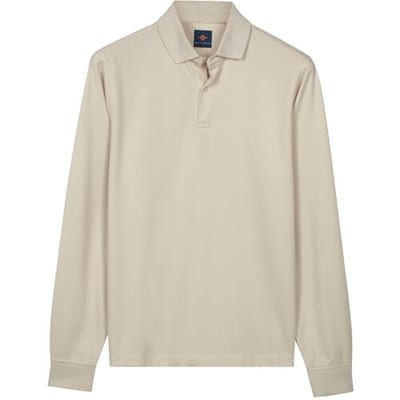 Baileys – Heren – Poloshirt – Two-tone kraag – Longsleeve Polo – Beige – 613471-81