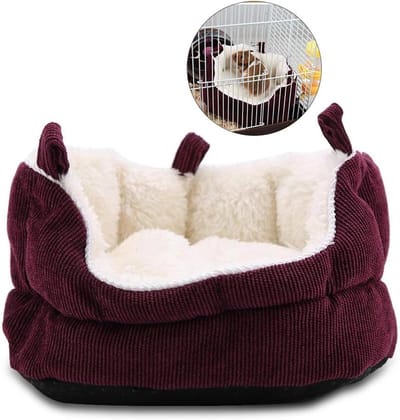 Knuffelbare Hamster Sofa Nest - Afneembaar Hangbed voor Winter, Pluche Slaapplaats en Kooi Accessoires voor Muizen, Chinchilla's en Eekhoorns
