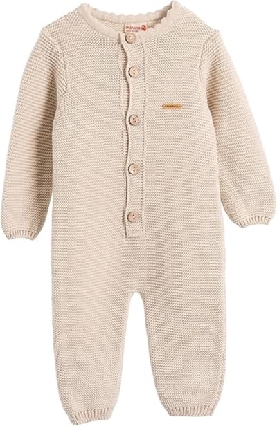 Minora gebreide baby kleding jongens-Unisex boxpakje- Baby kleding meisjes- Maat 74/ 6-9 Maanden-Newborn overalls winter- Baby kleding jongens-Beige- Sinterklaas