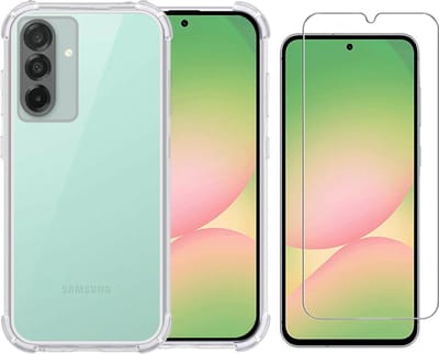 Hoesje geschikt voor Samsung A26 transparant Anti Shock silicone hoesje Met gehard glas Screenprotector