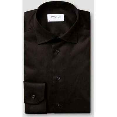 Eton - Overhemd Zwart Eton Solid Signature Twill Shirt Lange Mouw Overhemd Zwart 100012342