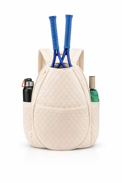 Tennis Rugzak met Racketvak - Lichtgewicht Sport Backpack met Meerdere Vakken - Geschikt voor Tennis - Badminton Wit