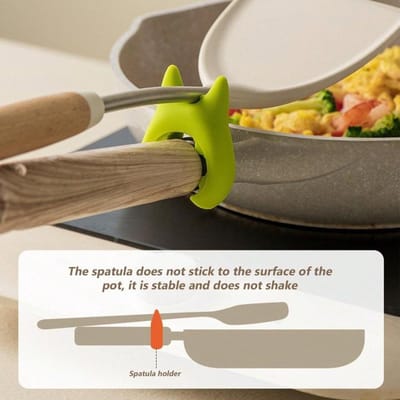 Zachte siliconen lepelhouder, duivelvormige spatelhouder, verstelbare antislip lepelhouder voor in de keuken groen
