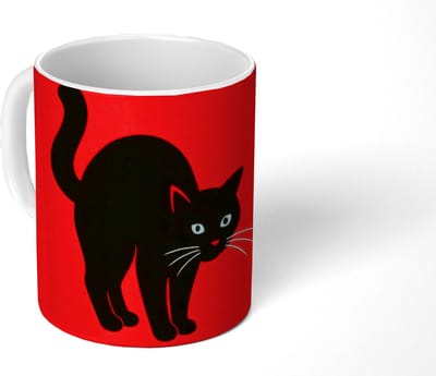 Mok - Koffiemok - Kat - Zwart - Staart - Mokken - 350 ML - Beker - Koffiemokken - Theemok