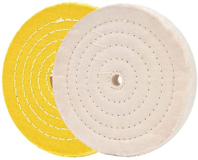 Polijstschijven voor werkbankslijpmachine - 6 inch, witte en gele polijstwielen (2 stuks)