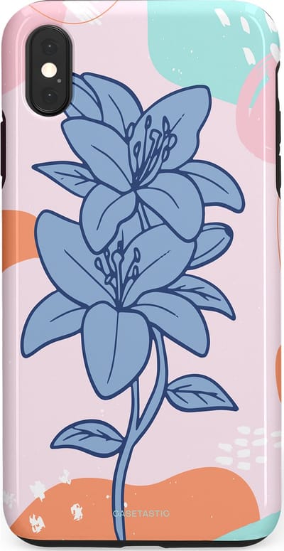 Casetastic hoesje geschikt voor Apple iPhone XS Max - Dubbellaagse bescherming - Roze Paarse Lelie Bloemen - Fashion Case - Wit Perzik Lichtblauw Mintgroen